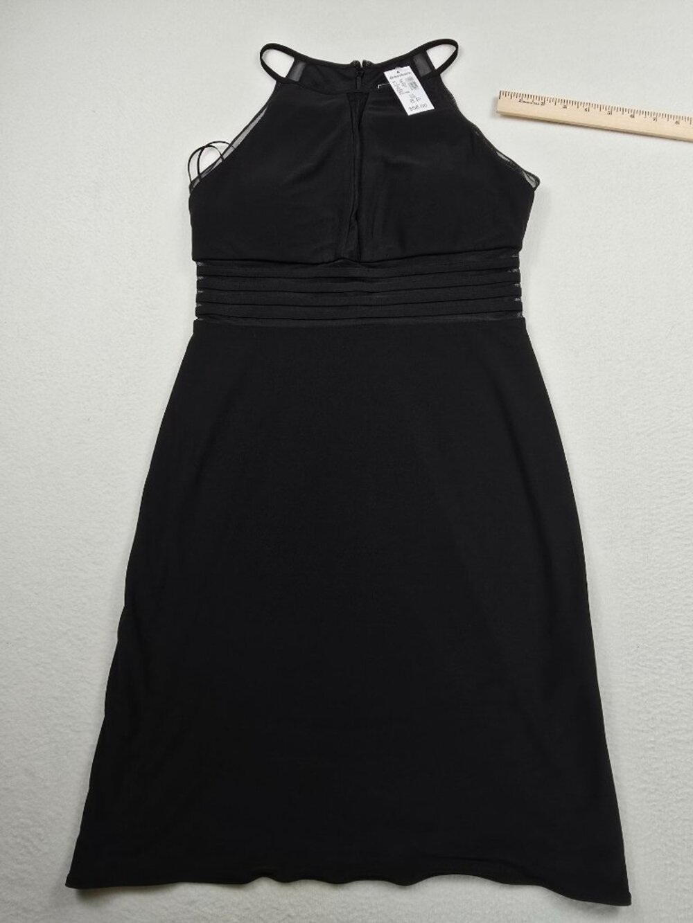 NEW Nightway 8P Black Sleeveless Halter Midi LBD Party Dress